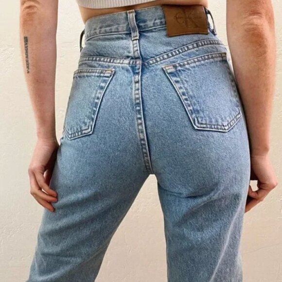Vintage 1990's Calvin Klein Lightwash High Rise Straight Leg Mom Jeans - Picture 1 of 4